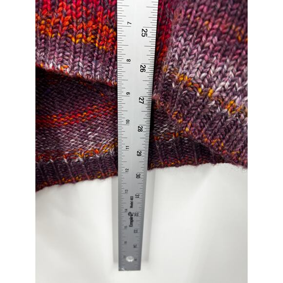 J. Jill Sweater Womens Burgundy Stripe Wool Blend Knit Cardigan Size Small - Picture 10 of 10